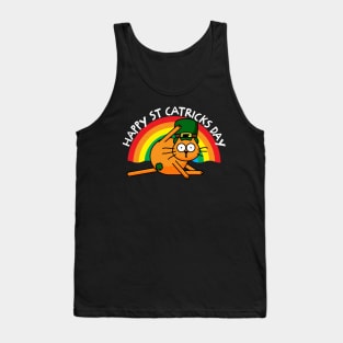 St Catricks Day Cat Leprechaun Shamrock Censor Tank Top